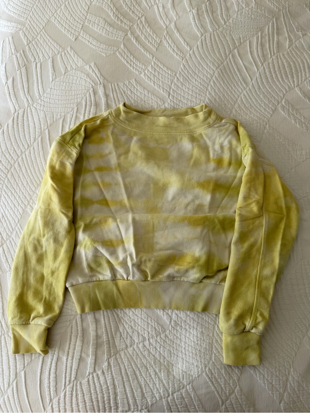 Anthropologie Light Yellow Tie-Dye Pullover Sweatshirt